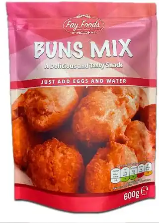 Easy-to-make buns mix for delicious snacks, just add eggs and water, perfect for quick meals.